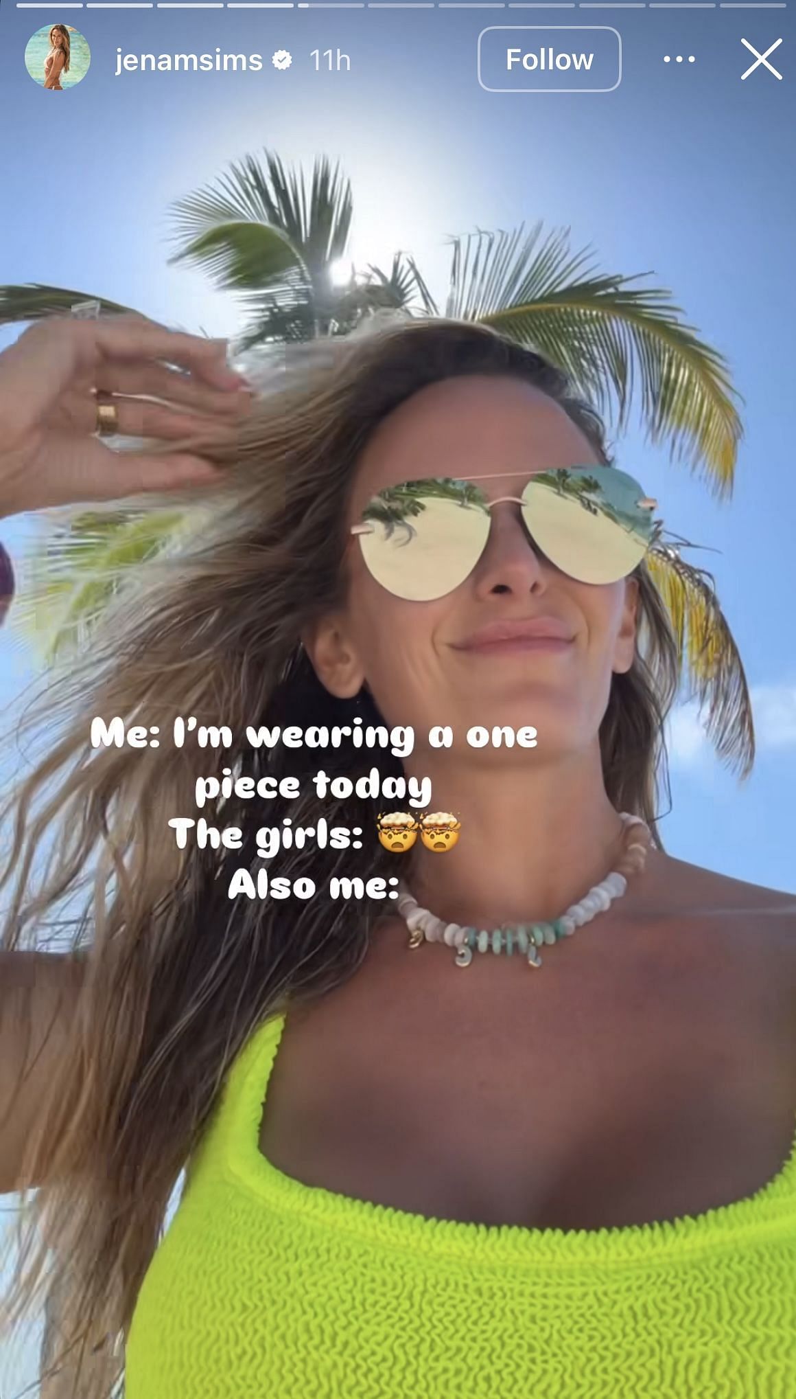 Still taken from Jena Sims’ Instagram Story _Source: Instagram/@jenamsims